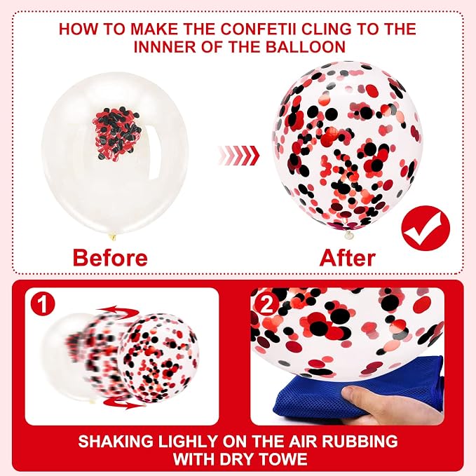 130PCS Red Black White Balloon Garland Arch Kit, 12 10 5 inch Red and Black - Image 4