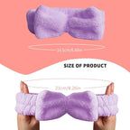 WSYUB Hairband, 3pcs Face Headband with Bow Tie, Soft Microfiber Skincare Band for Washing Face, Shower Headband Spa Headband for Women Girls(Blue, Red, Purple)
