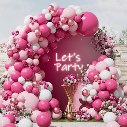 RainbowQ 165 Pcs Hot Pink Balloons Arch Kit Different Sizes Garland | Metallic - Image 4