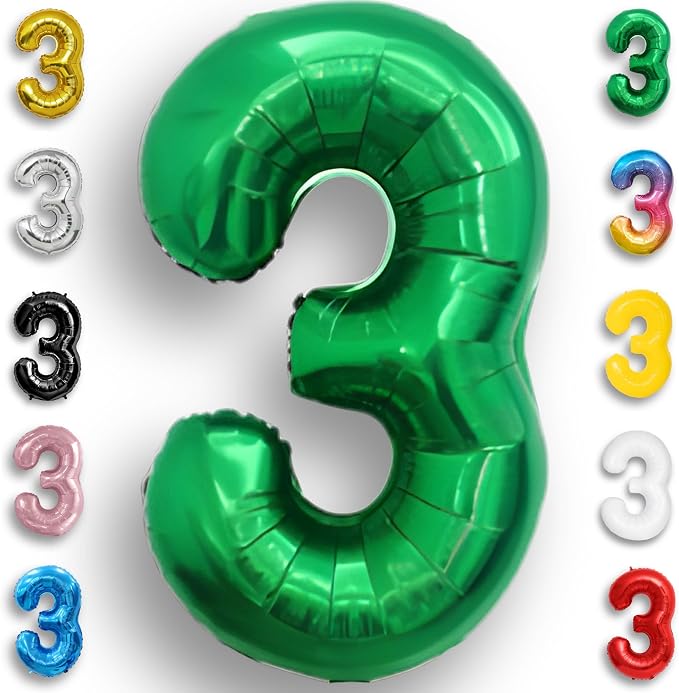 Green Number Balloon 3 Mylar Foil Balloons 16 inch by Unknown