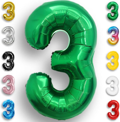 Green Number Balloon 3 Mylar Foil Balloons 16 inch by Unknown