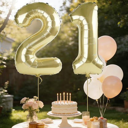 40 Inch Number 21 Balloons for 21st Birthday Party Decorations, 0-100 Champagne - Image 3