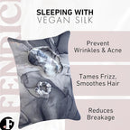 Satin Pillowcase Gift Set for Women – Marble Black, Silky Soft, Reduces Frizz | Includes Satin Eye Mask & Scrunchie | for Curly Hair, Sensitive Skin | Gift for Mom, Daughter, Girlfriend