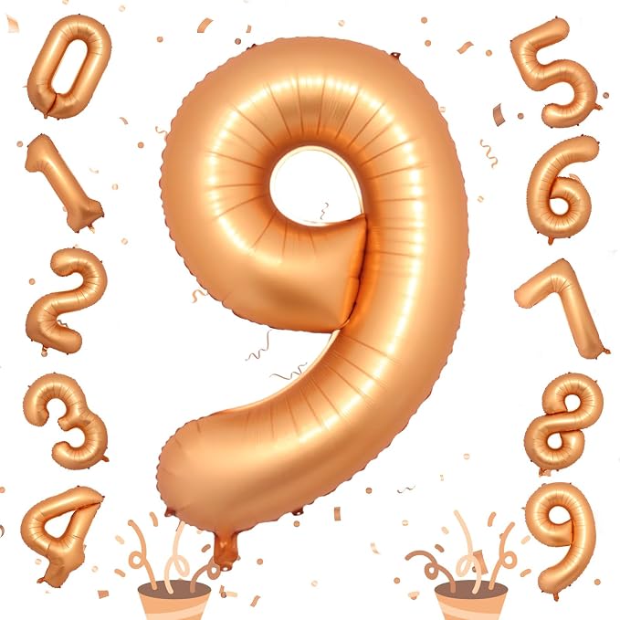 40 Inch Number 9 Balloons for Boys, Helium Self Inflating Foil 9 Balloons for by Isndare