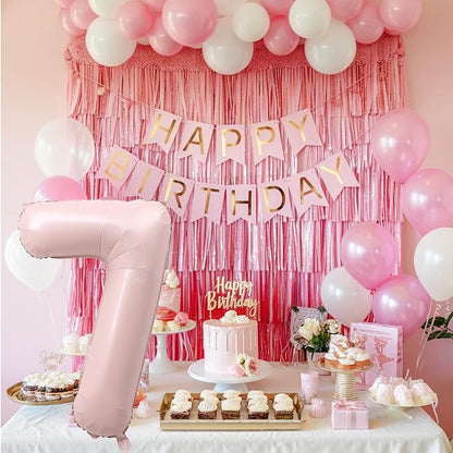 Light Pink Number Balloon 7, 40 Inch Large Self Inflating 7 Foil Number - Image 7