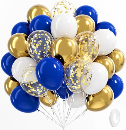 BAUANOOY Royal Blue Gold White balloons by BAUANOOY