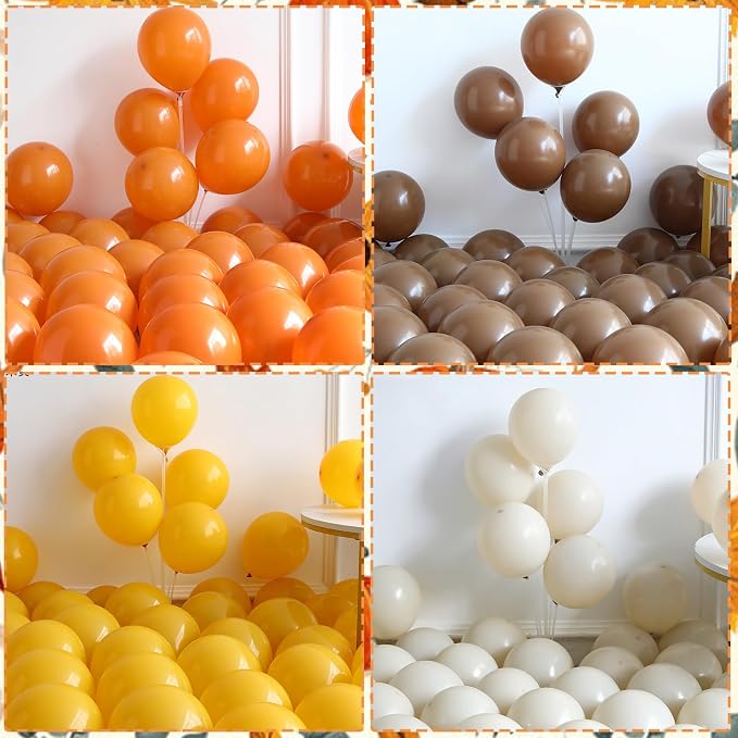 Fall Sunflower Balloon Arch 152pcs Brown Mustard Yellow Sand White Balloons - Image 3