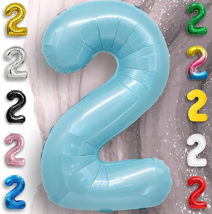 Candy Blue Number Balloon 2 Mylar Foil Balloons 16 Inch - Image 2