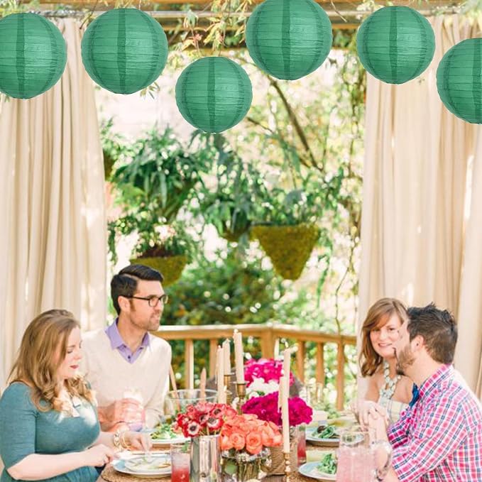 BEISHIDA 12 Inch Green Paper Lanterns 6 Packs Hanging Round Chinese Lantern | - Image 5