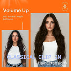 Full Shine Brown Human Hair Clip in Extensions Dark Brown Clip in Hair Extensions Real Human Hair Triple Weft Brunette Hair Extensions for Women Straight 14 Inch 7 Pcs 120 G
