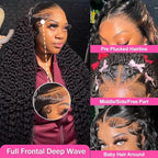 13x6 Deep Wave Lace Front Wigs Human Hair 200% Density HD Lace Front Wigs Human Hair Pre Plucked Natural Color Glueless Wig 100% Virgin Lace Front Wigs for Women（22inch）