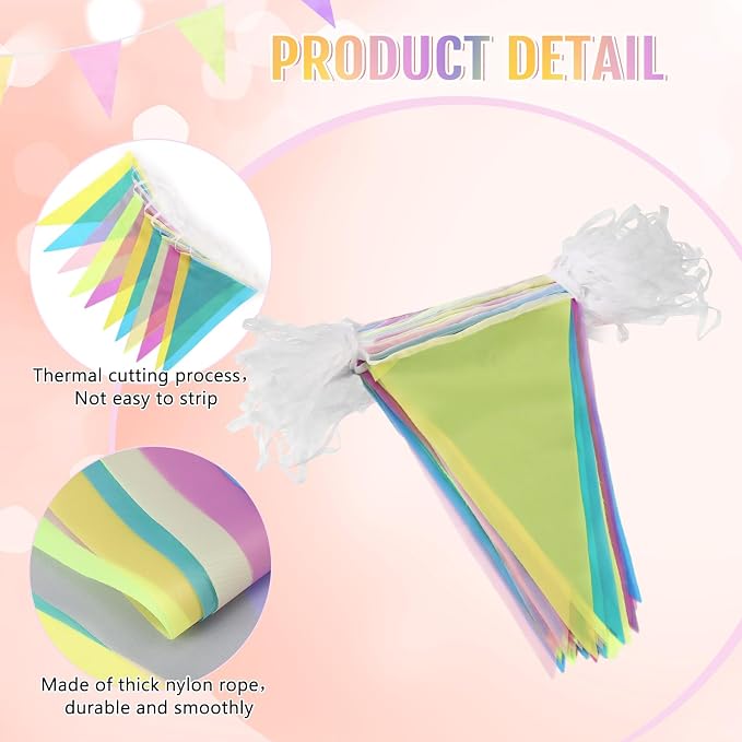 Tatuo 200 Feet Solid Pennant Banners Flags String Triangle Hanging DIY Bunting - Image 4