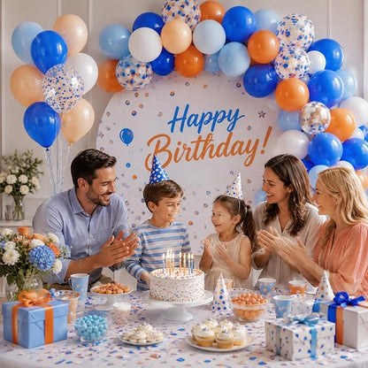 Orange and Blue Balloon, 12 Inch Blue White Orange Balloons Pastel Orange - Image 4