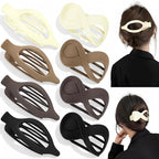 Obeoby 8 PCS Flat Claw Clips for Women, 2 Types French Flat Hair Clips for Medium Hair Volume Barrettes Medium Large (Neutral)