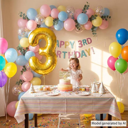 Gold Number 3 Balloon 40 Inch, Shiny Gold Foil - Image 2