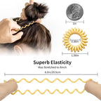 16Pcs Spiral Hair Ties, (Glossy Macaron&Dark) Hair Elastic Coils for Women and Girls, Waterproof Phone Cord Hair Scrunchies Accessories Bands for Ponytails and Updos