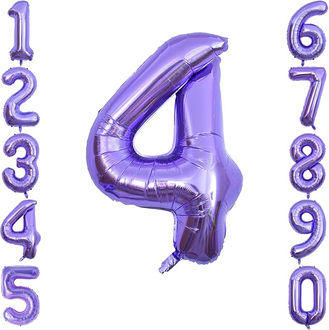 Purple Number 4 Balloon 40 Inch, Large Lavender Mylar Foil Number 4 by Unknown