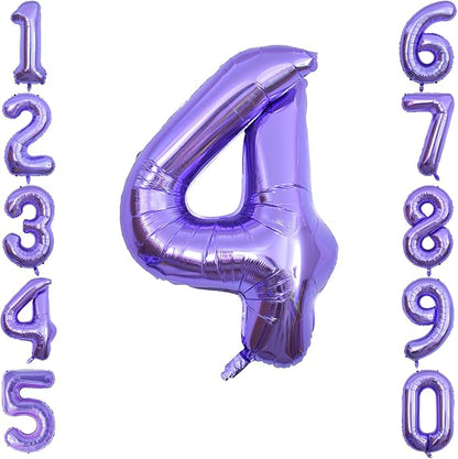 Purple Number 4 Balloon 40 Inch, Large Lavender Mylar Foil Number 4 by Unknown