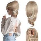 Clip on Ponytails for Women - 12 Inch Curly Ponytail Extension, Wavy Pony Tails Hair Extensions, Synthetic Hair Extensions Ponytail, Clip in Ponytail (Color: Ash Blonde with White Highlights)