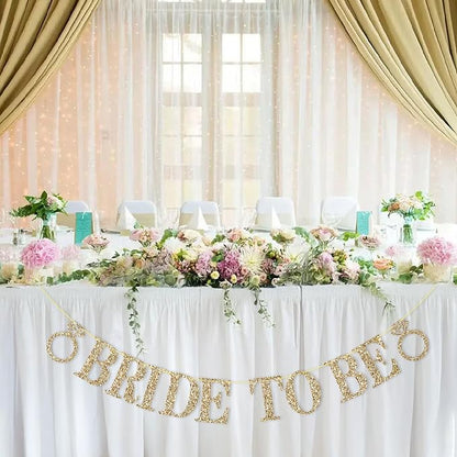 Pre-Strung Bride to Be Banner NO DIY Bride to Be Sign Gold Glitter Banner | - Image 7