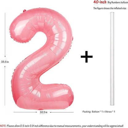 Macaron Pink Number 2 Balloon 40in Large Helium Foil Polyester Film Balloon | - Image 2
