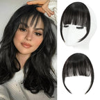 Clip in Bangs, Synthetic Wispy Bangs Hair Clip, Natural Black Fake Bangs Fringe with Temples Hairpieces for Women Natural Curved Hair Extensions for Daily Wear