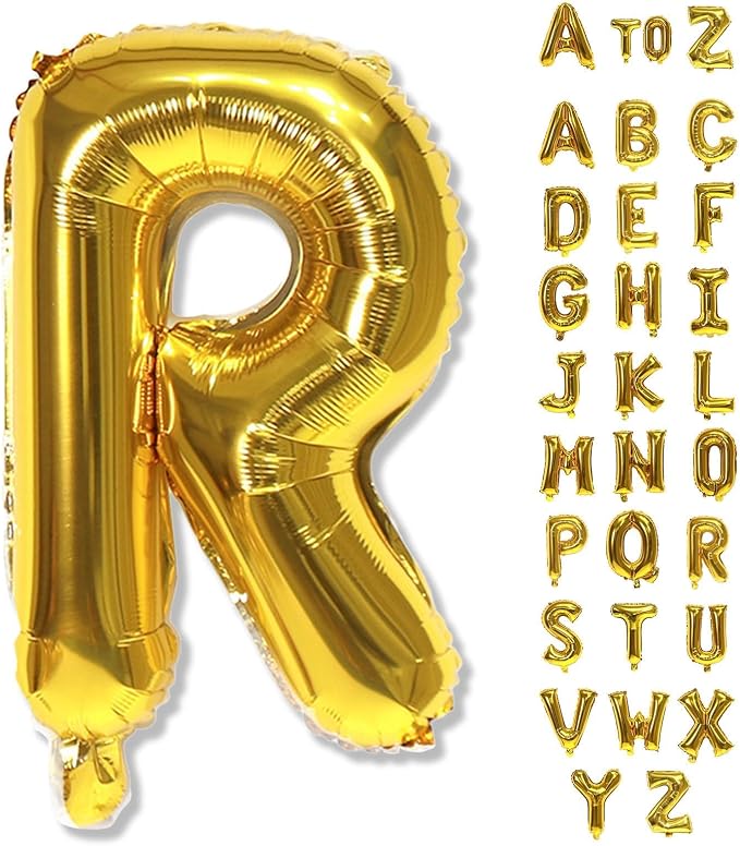 40 Inch Foil Letter Balloon, Big Alphabet R Word, Large Self Inflating Gold by Lingqiang