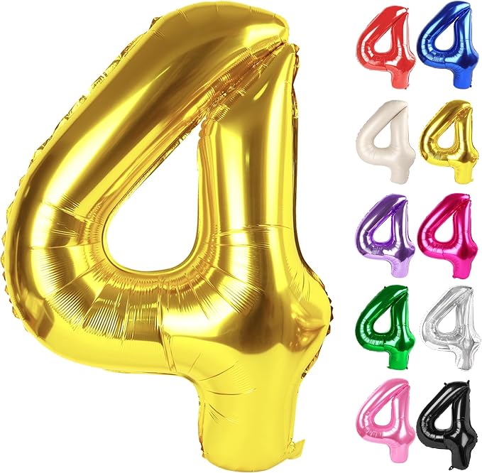 Gold Number 4 Balloon 40 Inch by IWERP
