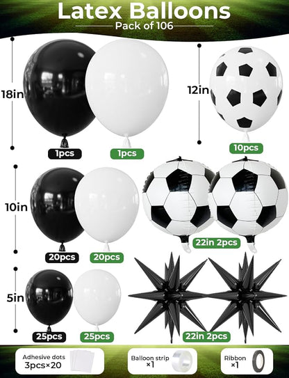 Soccer Balloon Garland Arch Kit, Soccer Birthday Party Decoration | Black and - Image 2