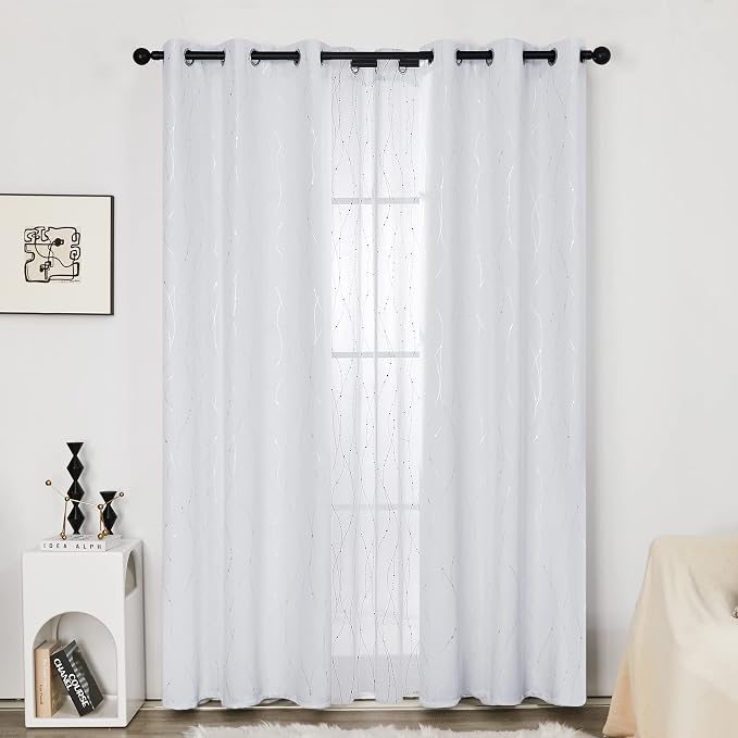 Deconovo Living Room Curtains 63 Inches Long, Thermal Insulated, Room Darkening - Image 3
