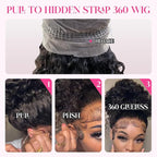 360 Glueless Wigs Human Hair 26 Inch Pre Plucked Hidden Strap Deep Wave Lace Front Human Hair Wigs With Drawstring 180 Density Wet and Wavy HD Full Lace Front Wigs Human Hair