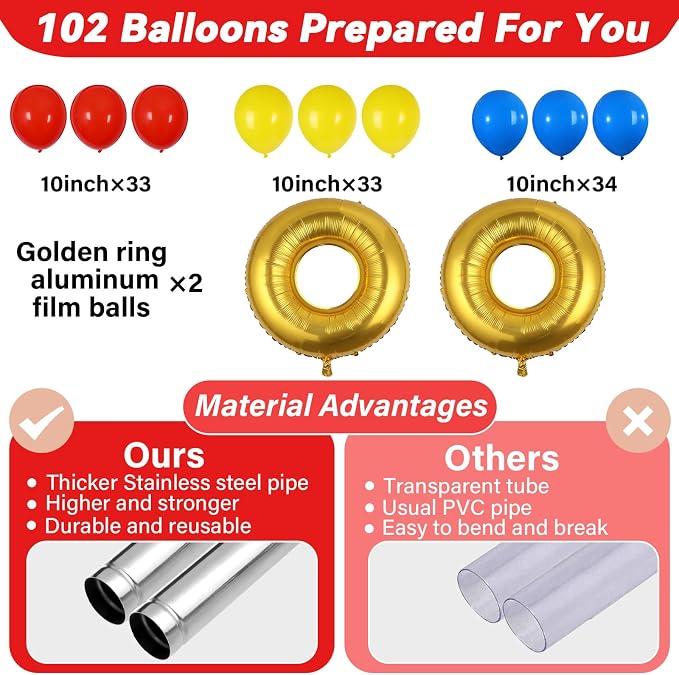 2 Sets Red Blue Yellow Balloon Column Stand Kit - Image 3
