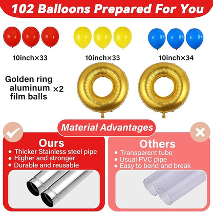 2 Sets Red Blue Yellow Balloon Column Stand Kit - Image 3