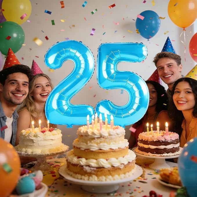 40 Inch Number 25 Balloons for 25th Birthday Party Decorations, 0-100 Jewelry - Image 2