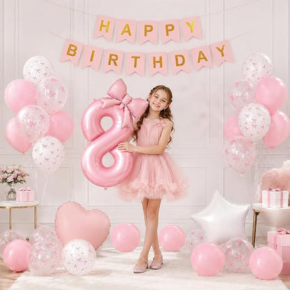 8th Pink Bow Birthday Decorations - Image 3