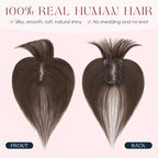 Human Hair Topper with Bangs for Women, 360° Cover Clip in Fringe Bangs Hair Toppers Hair Piece Dark Brown-3.15x4.33 Hand-tied Base (Dark Brown)