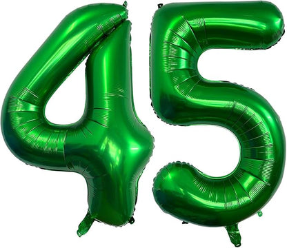 Dark Green 45 Number Balloons, 40 Inch Giant Number 45 Balloons Foil Mylar by Lovoir
