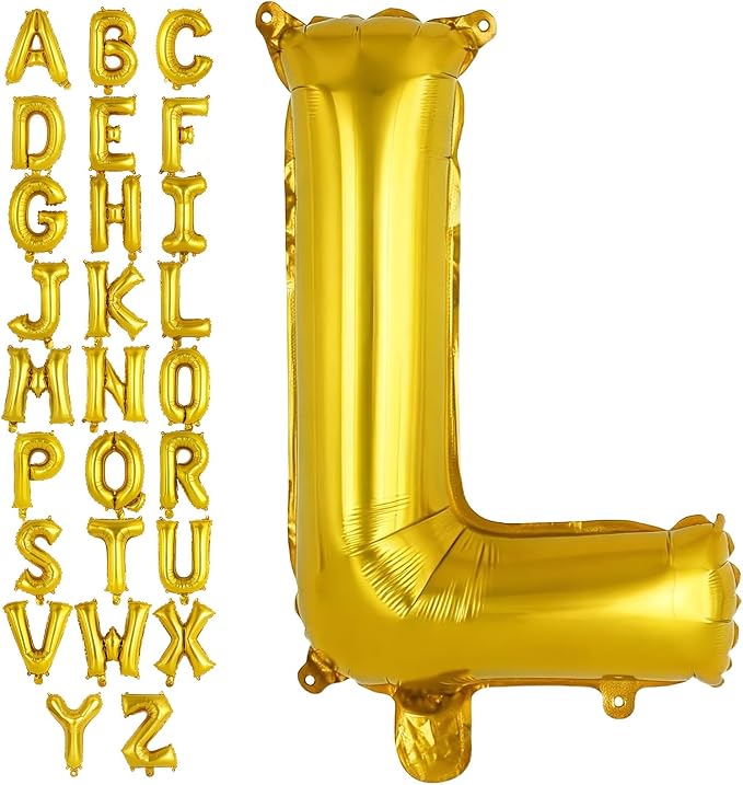 Gold Letter L Balloons, 40 Inch Large Foil Letter Balloons, Custom Phrase by YOTHORN