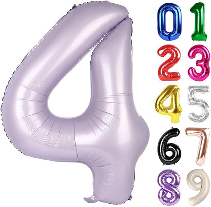 4 Balloon - Lilac Birthday Number Balloons, 40 Inch Decorations Men Women | by ALPHADELTAPI