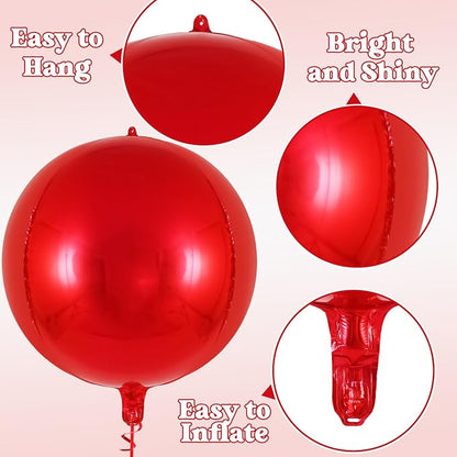 Metallic Red Balloons, 22 Inch Large Sphere Round Balloons - Image 6