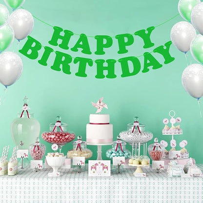 Green Happy Birthday Banner Birthday Party Decorations Sign Birthday Backdrop - Image 8