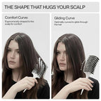 COCCO Aura Vent Boar Brush | Vented Dual-Curved Design for Faster Drying, Effortless Detangling & Shine, Boar + Nylon Bristles, Ergonomic Comfort Handle for Wet & Dry Hair Styling - White