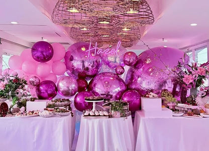 12Pcs Hot Pink and Pink Round Balloons Foil, Big Hot Pink Metallic Balloons - Image 4