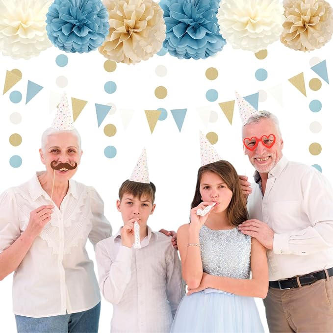 Light-Dusty Blue Beige-Champagne Boho Party Decorations - Image 7