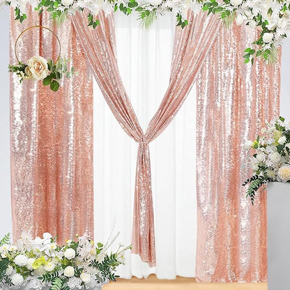 Eternal Beauty Rose Gold 3mm Sequin Backdrop 2x8 Ft 2 Pack Wedding | Dense - Image 5