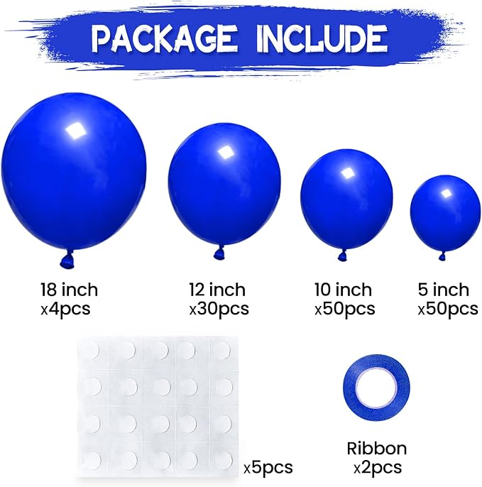 134Pcs Blue Balloons Different Sizes 5 10 12 18 Inch Blue Balloon Garland Arch - Image 2
