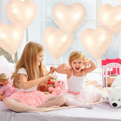 12 Pcs Beige Heart Balloons, 18 Inch Heart Foil Balloons Love Balloon Valentine - Image 3