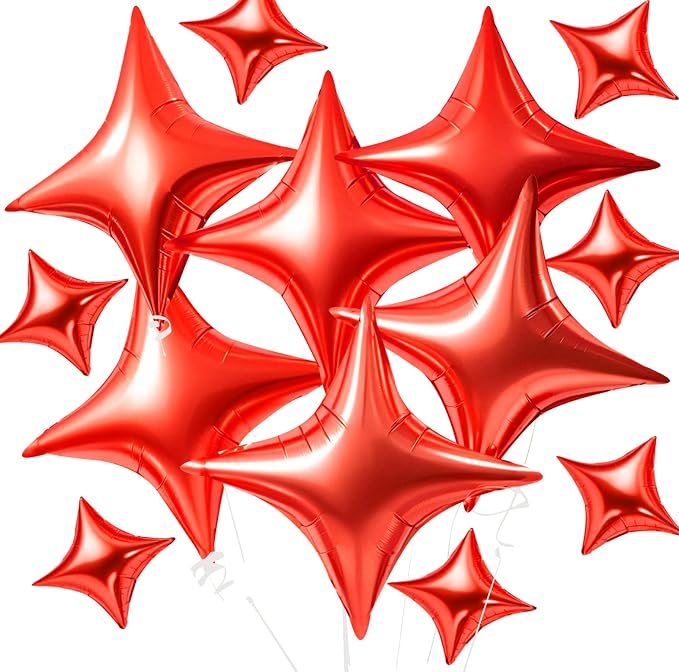 TONIFUL 30 Pcs Four Pointed Star Balloon 26In & 10In Red Foil Balloon | Helium by TONIFUL