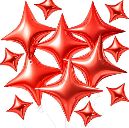 TONIFUL 30 Pcs Four Pointed Star Balloon 26In & 10In Red Foil Balloon | Helium by TONIFUL