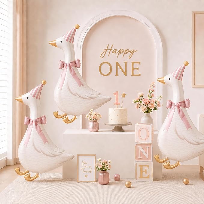 Pink Goose Foil Balloons, 30 Inch 5PCS Goose Birthday Party Decorations | Large - Image 7